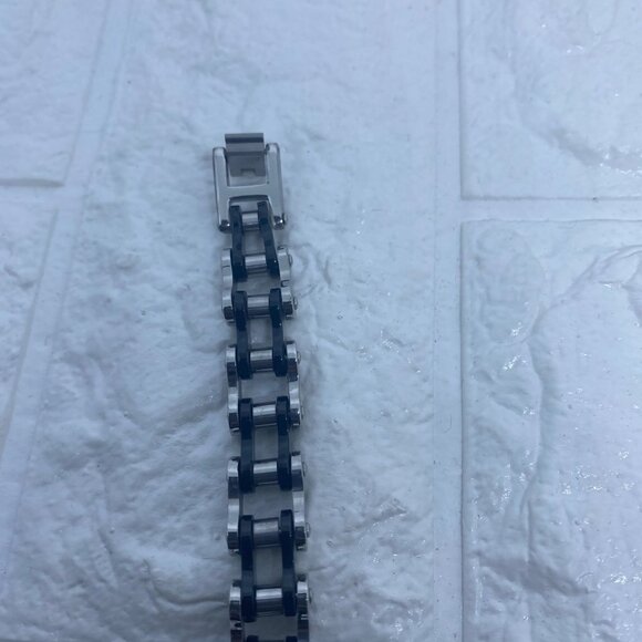 13MM Stainless Steel Silver & Black Motorcycle Biker Chain Link Bracelet For Men - Picture 5 of 9